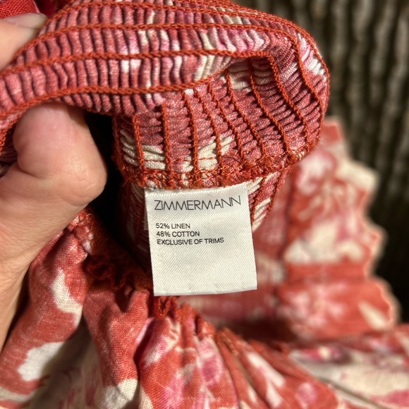 Zimmermann Corsair Smocked Flutter Dress Red Floral Size Small - Picture 5 of 10